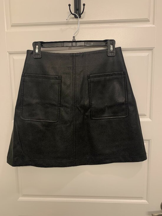 Anthropologie Dresses & Skirts - Anthropologie Black Faux Leather Mini Skirt